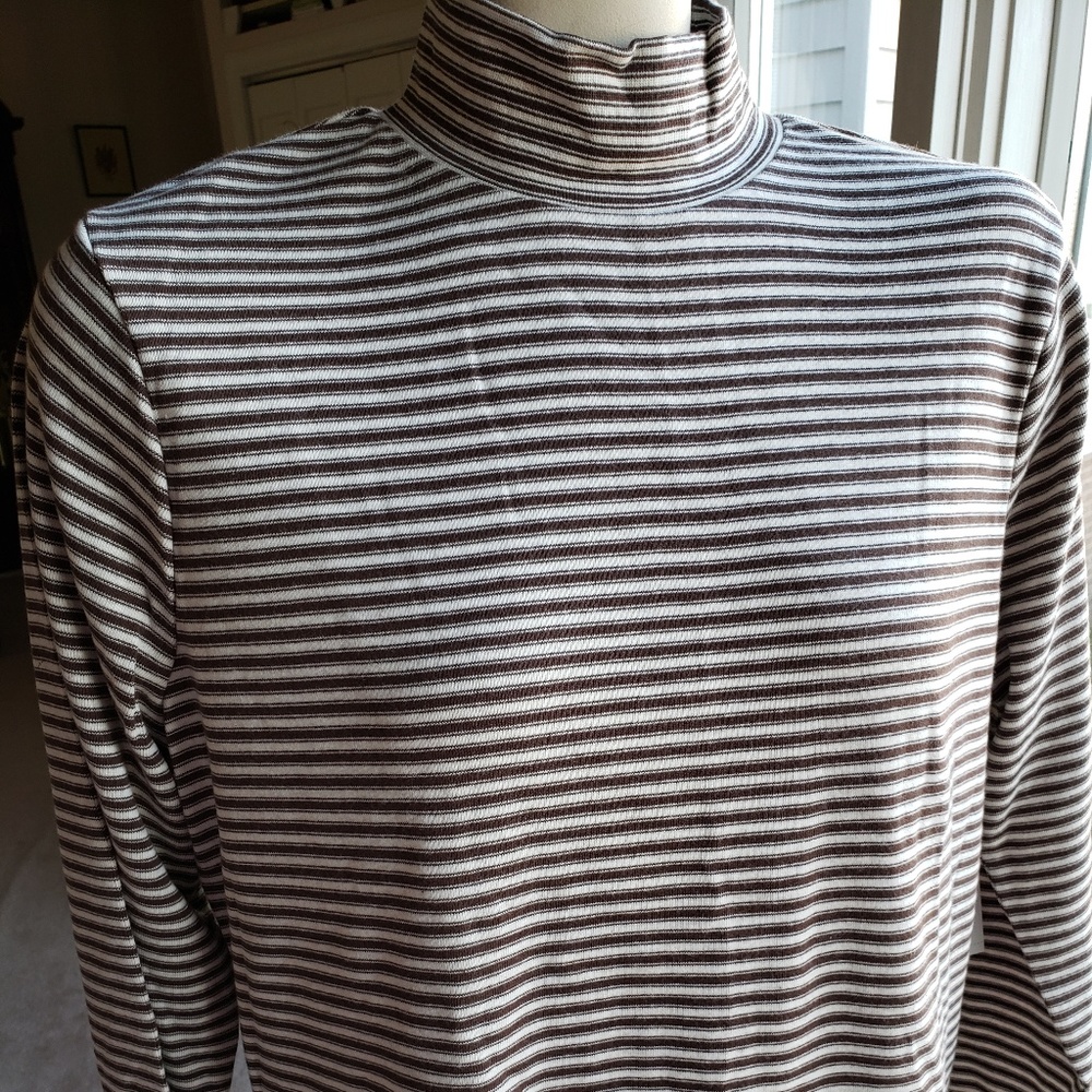 Kim Rogers Striped Mock Turtleneck